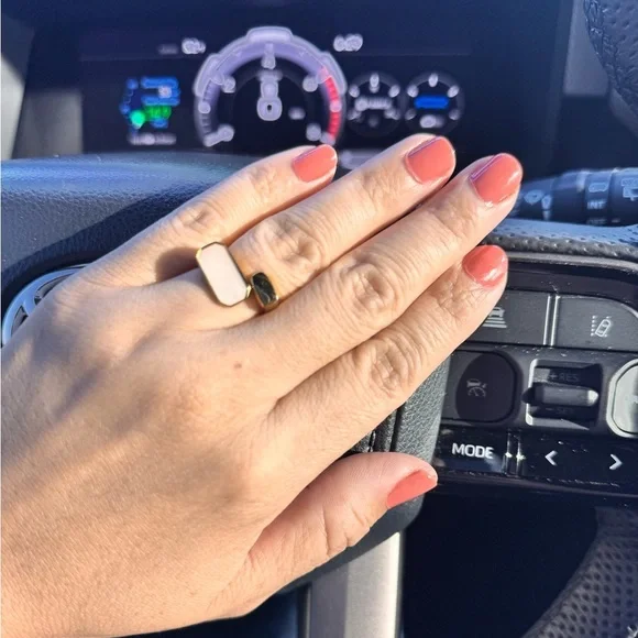 Gold and White Modern Minimalist Rings - Picture 2 of 3